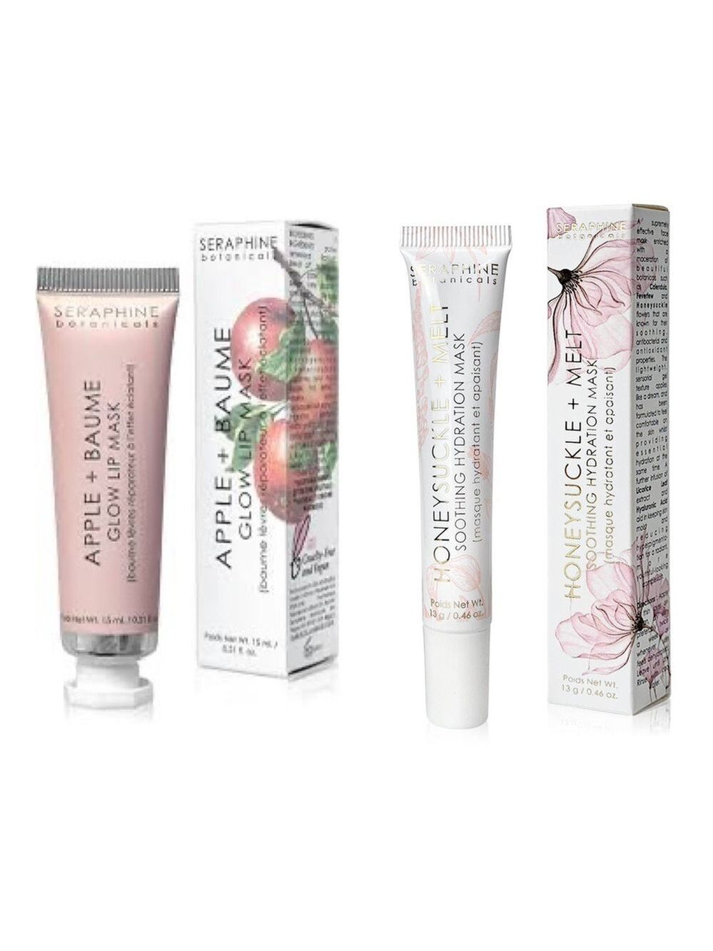 Seraphine Apple+ Balm Glow Lip Mask & Honeysuckle + Melt Hydration Lip Mask